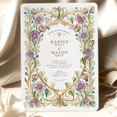 Invitation Lavender Scabiosa Floral Mariage