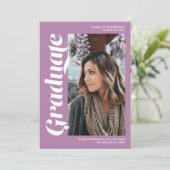 Invitation Lavender script 3 diplôme photo (Debout devant)