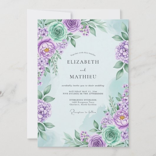 Invitation Lavender Serene Floral Spring Wedding (Devant)