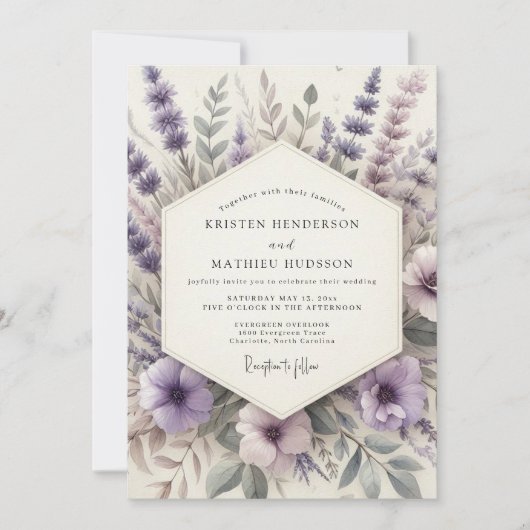 Invitation Lavender Serene Meadow Wedding (Devant)
