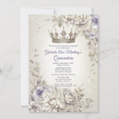 Invitation Lavender Silver Crown Floral Quinceañera (Devant)