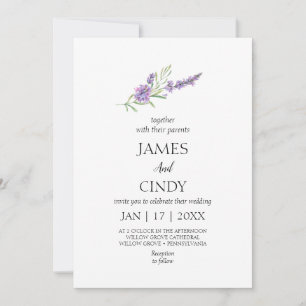 Invitation Lavender souhaite Mariage
