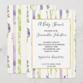 Invitation Lavender Stripes Floral Baby Shower (Devant / Derrière)