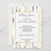Invitation Lavender Stripes Floral Baby Shower (Devant)