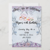 Invitation Lavender teapot flowers birthday  (Devant)