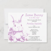 Invitation Lavender Un lapin arrive Baby shower (Devant)