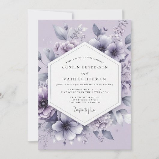 Invitation Lavender Vaporous Bloom Wedding (Devant)