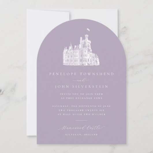 Invitation Lavender Vintage Castle Arch Wedding (Devant)