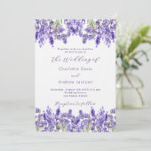 Invitation Lavender violet QR RSVP détails mariage de luxe (Debout devant)