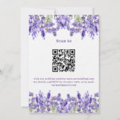 Invitation Lavender violet QR RSVP détails mariage de luxe (Dos)
