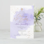 Invitation Lavender Watercolor Christening+1er anniversaire I (Debout devant)