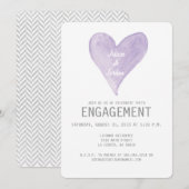 Invitation Lavender Watercolor Fiançailles de coeur Invitatio (Devant / Derrière)