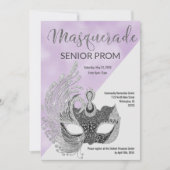 Invitation Lavender white silver glitter Masquerade Prom  (Devant)