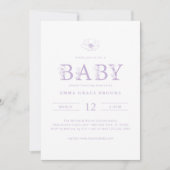 Invitation Lavender Wildflower Baby Shower All-in-One  (Devant)
