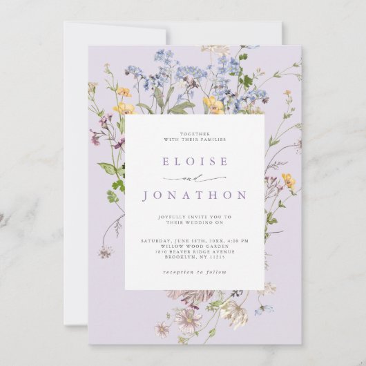Invitation Lavender Wildflower Meadow Garden QR Code Wedding (Devant)