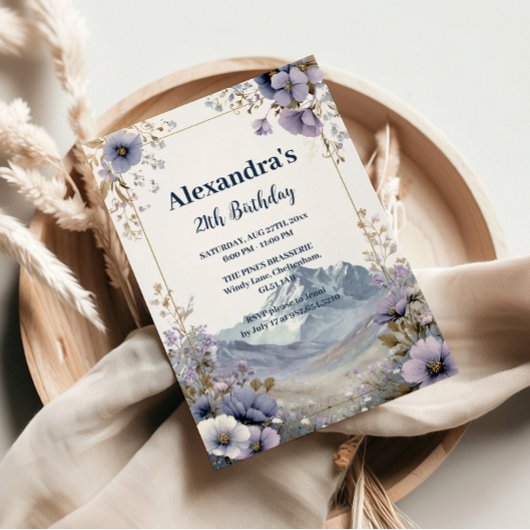 Invitation Lavender Wildflower Mountain Birthday