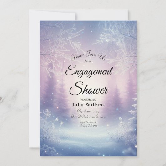 Invitation Lavender Winter Snowfall Fiançailles douche (Devant)