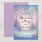 Invitation Lavender Winter Snowfall Senade Graduation (Devant / Derrière)