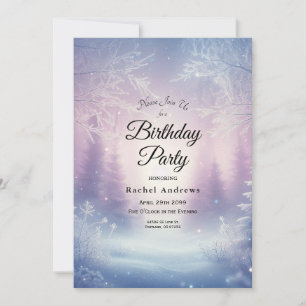 Invitation Lavender Winter Snowfall Serenade Anniversaire