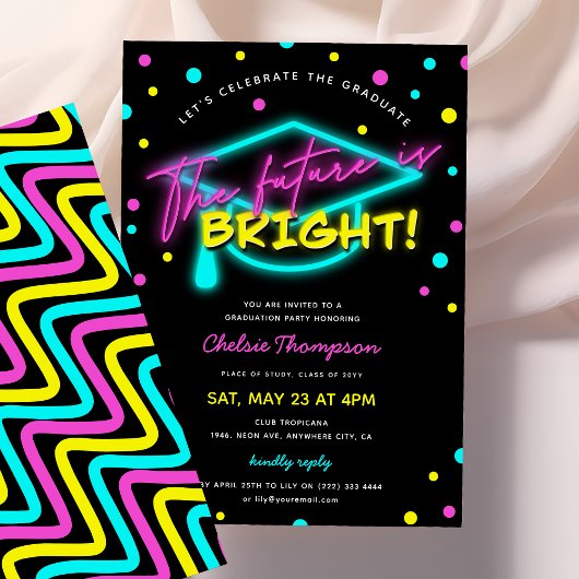 Invitation L'avenir est Bright Neon Graduation Party