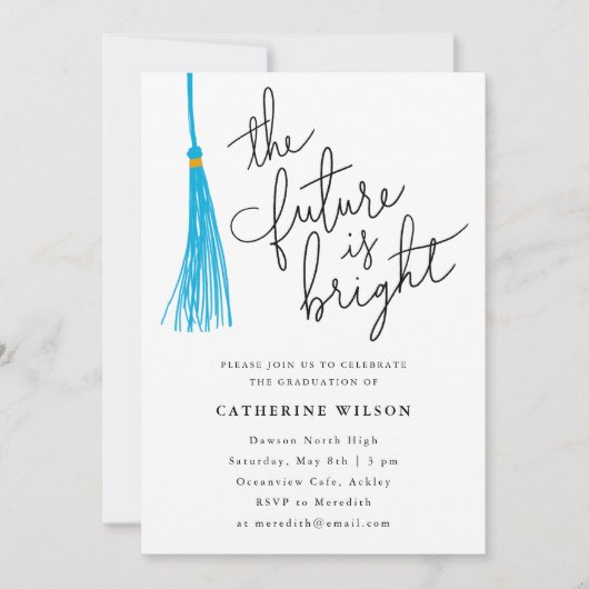 Invitation L'Avenir Est Bright Sky Blue Graduation Party (Devant)
