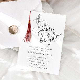 Invitation L'Avenir Est Lumineux Maroon Graduation Party Phot