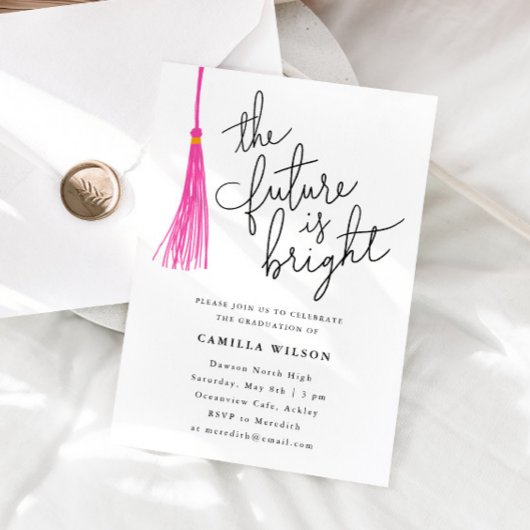 Invitation L'Avenir Est Une Fête De Graduation De Tassel Rose
