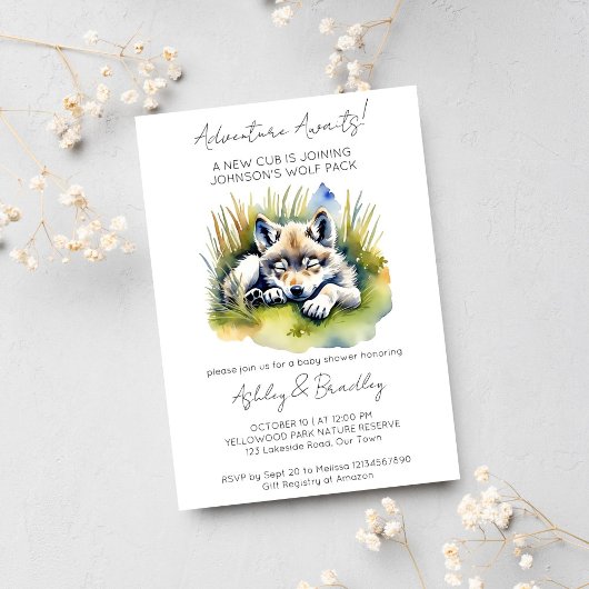 Invitation L'aventure à thème Wolf attend le baby shower