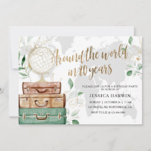 Invitation L'aventure attend ANNIVERSAIRE, 80 ANS, Thème voya
