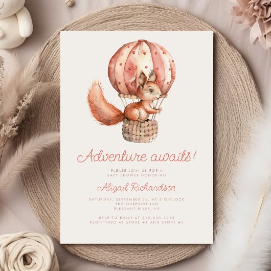 Invitation L'aventure Attend Douce Écureuil Fête de Naissance