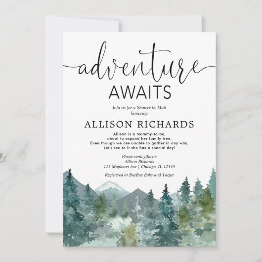 Invitation L'aventure attend Douche par la poste baby shower (Devant)