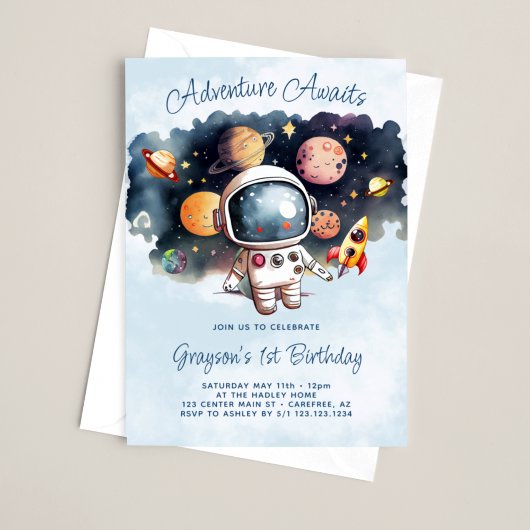 Invitation L'aventure Attend Espace Extérieur 1er Anniversair