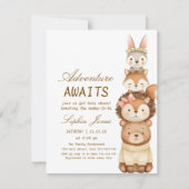 Invitation L'aventure Attend Fête de Bébé Animaux Mignons de (Devant)