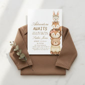 Invitation L'aventure Attend Fête de Bébé Animaux Mignons de