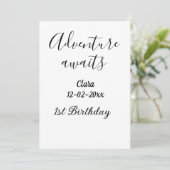 Invitation L'aventure attend joyeux 1er anniversaire nom date (Debout devant)