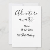 Invitation L'aventure attend joyeux 1er anniversaire nom date (Dos)
