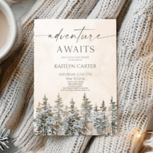 Invitation L'aventure Attend la Neige d'Hiver Pinède Baby Sho