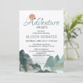 Invitation L'aventure attend le baby shower de voyage de la c (Debout devant)