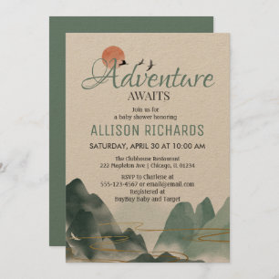 Invitation L'aventure attend le baby shower de voyage de la c
