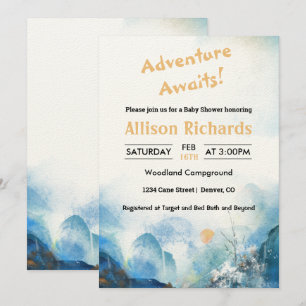 Invitation L'aventure attend le baby shower du paysage de mon