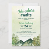 Invitation l'aventure attend le Baby shower Woodland (Devant)