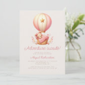 Invitation L'aventure attend l'ours Code QR Fille Baby Shower (Debout devant)