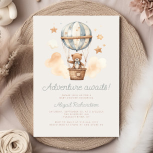 Invitation L'aventure attend l'ourson garçon Baby Shower