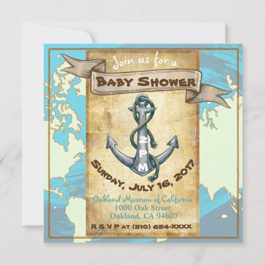 Invitation L'aventure attend Nautical| Voyage Rustique (Dos)