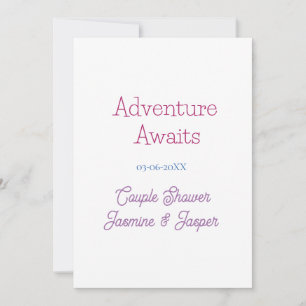 Invitation l'aventure attend nom date fête de couple rose ble