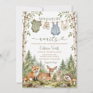 Invitation L'aventure attend tenue de ligne de bois Baby Show