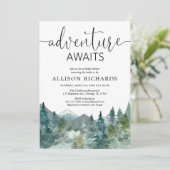 Invitation L'aventure attend une douche de nage boisée rustiq (Debout devant)