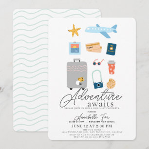 Invitation L'aventure Attend Voyage à l'étranger Avion Remise