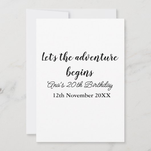 Invitation l'aventure commence 20 ans nom à ajouter d (Devant)