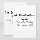 Invitation l'aventure commence 20 ans nom à ajouter d (Devant / Derrière)